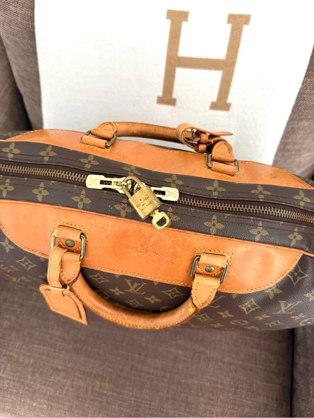 Authentic Louis Vuitton Alizé 1 Poche travel bag M41393 brown monogram LV unisex